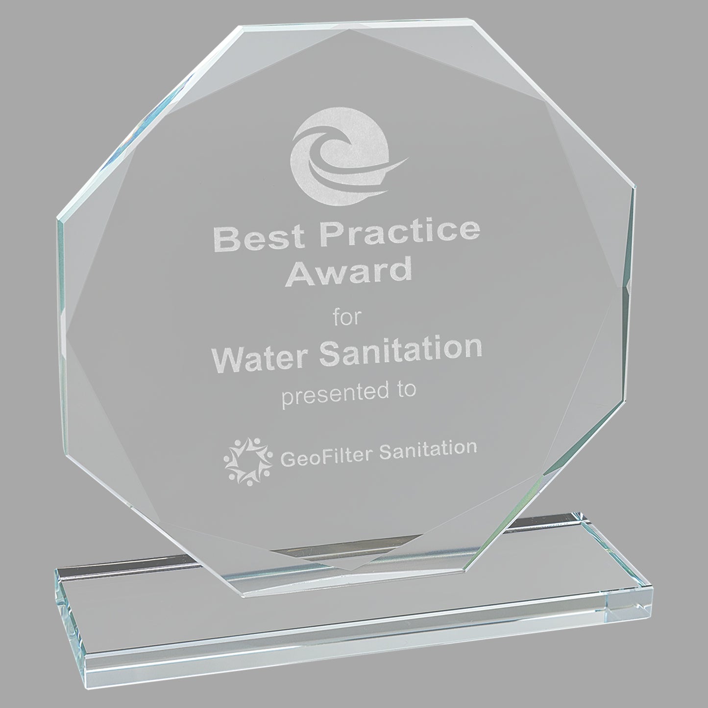 6.5" Octagon Clear Glass Award – item CGS12