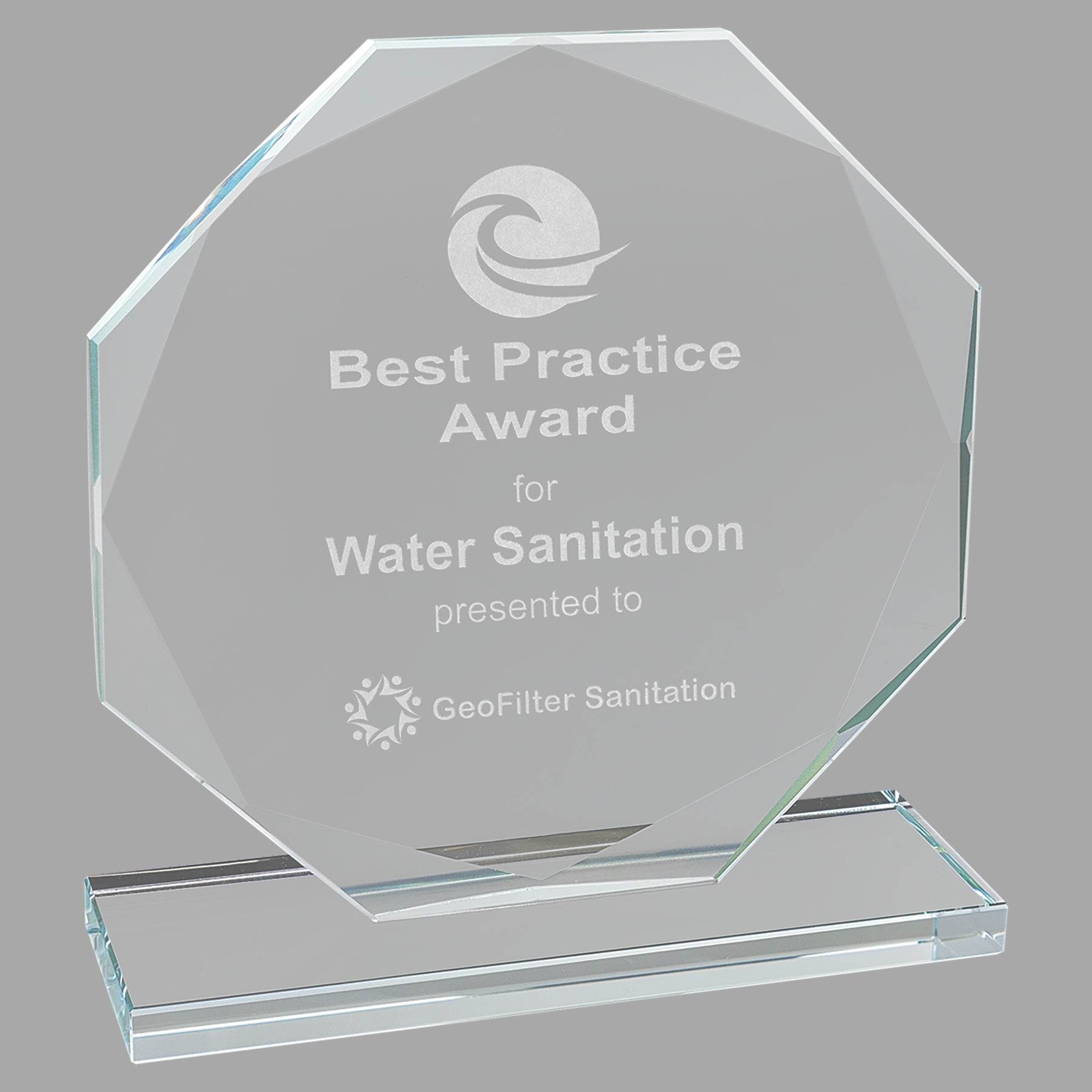 6.5" Octagon Clear Glass Award – item CGS12