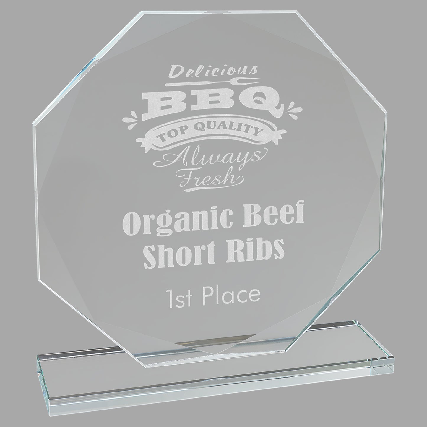 7.5" Octagon Clear Glass Award – item CGS13