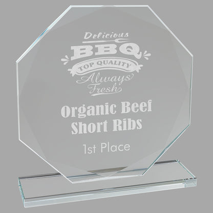 7.5" Octagon Clear Glass Award – item CGS13