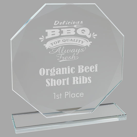 7.5" Octagon Clear Glass Award – item CGS13