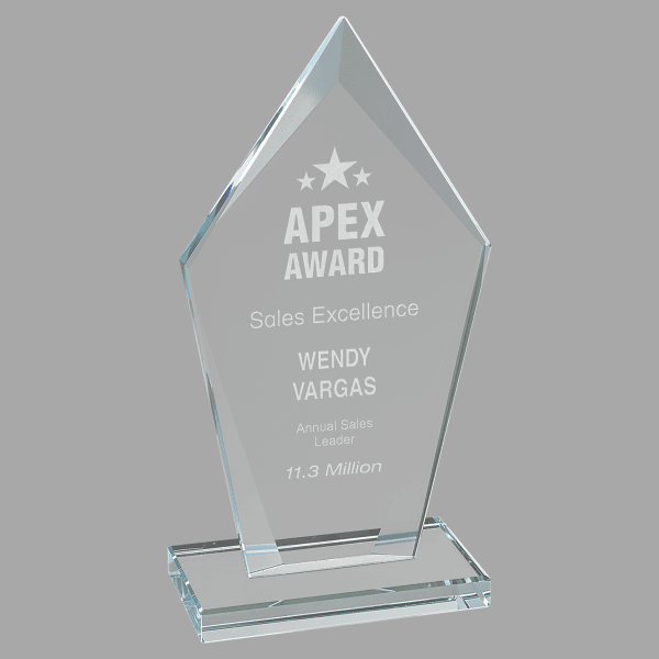 6.75" Diamond Clear Glass Award – item CGS21 image 3