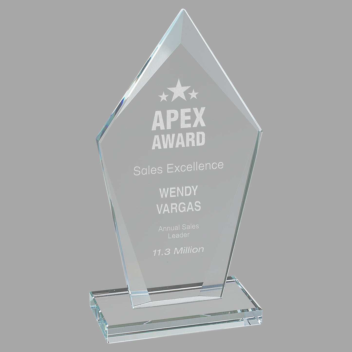 6.75" Diamond Clear Glass Award – item CGS21