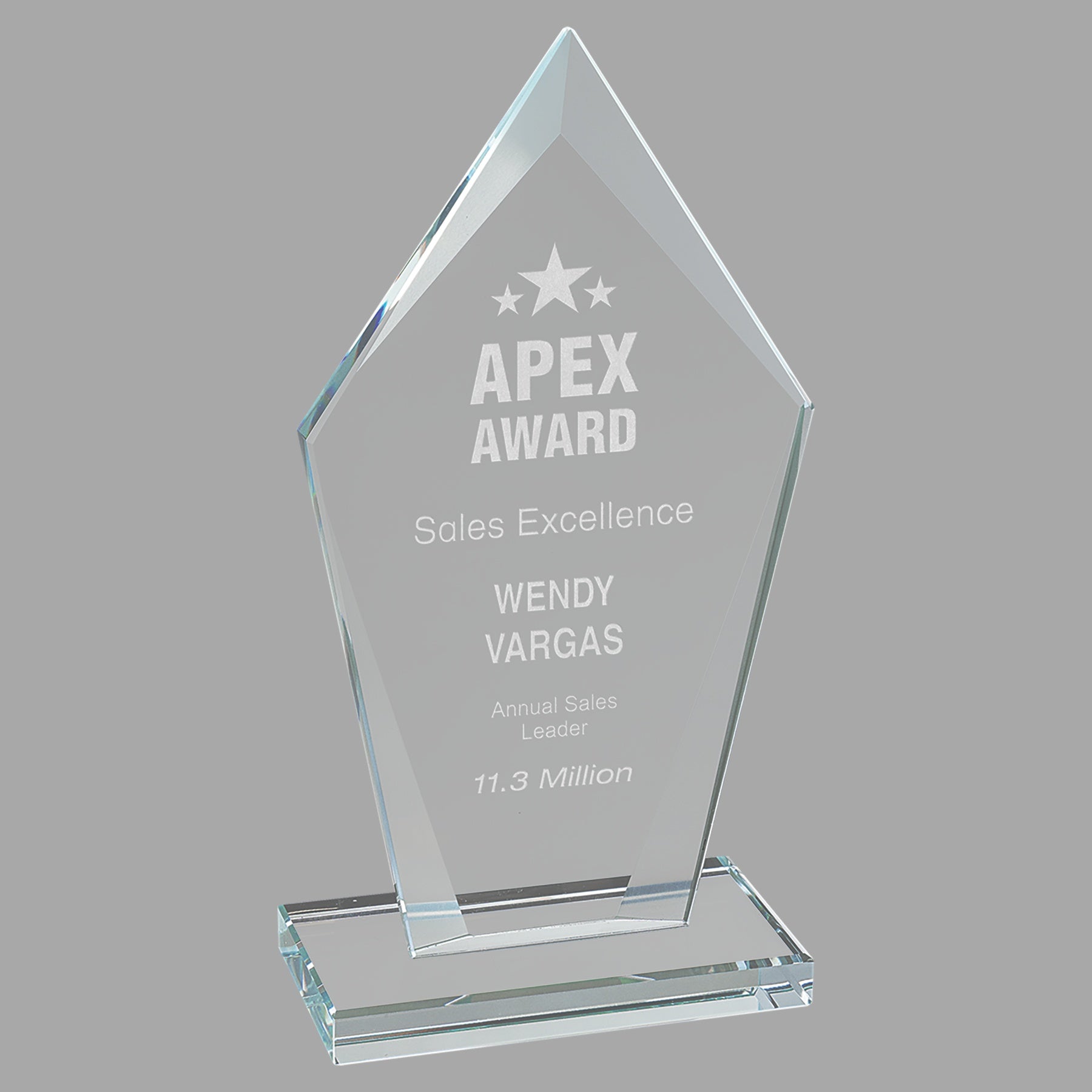 6.75" Diamond Clear Glass Award – item CGS21