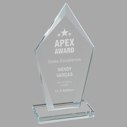 6.75" Diamond Clear Glass Award – item CGS21