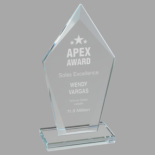 6.75" Diamond Clear Glass Award – item CGS21