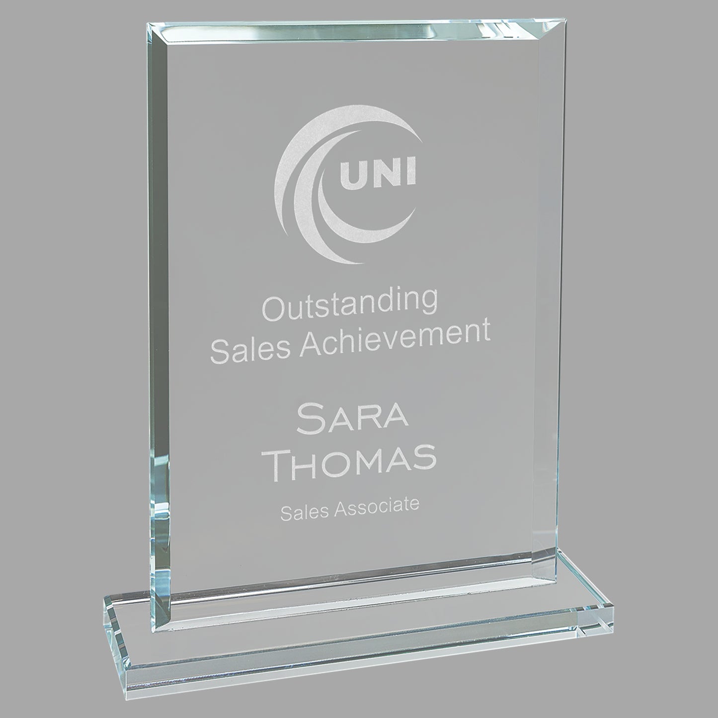 7" Rect. Clear Glass Award – item CGS31