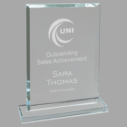 7" Rect. Clear Glass Award – item CGS31