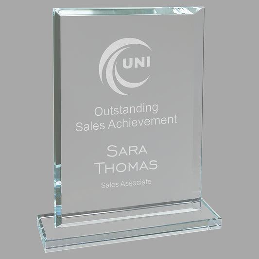 7" Rect. Clear Glass Award – item CGS31