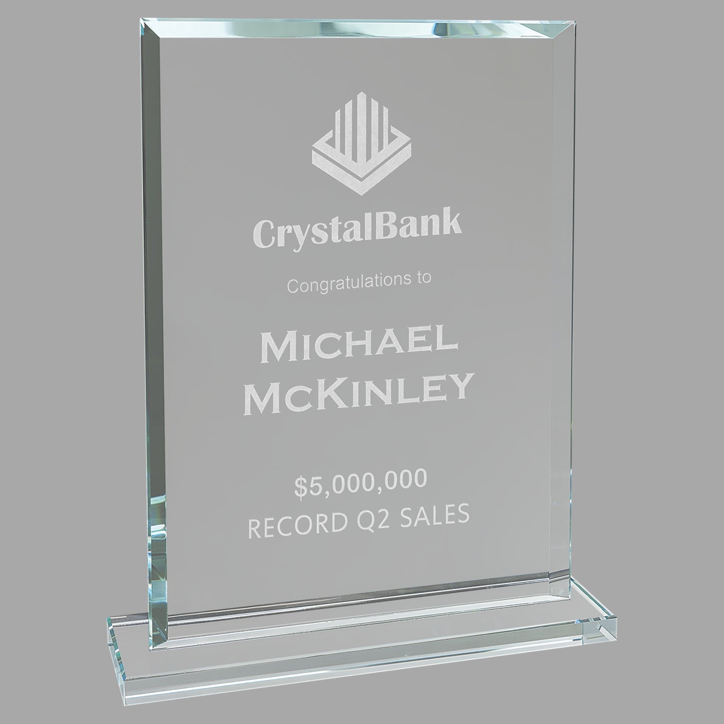 8.5" Rect. Clear Glass Award – item CGS33
