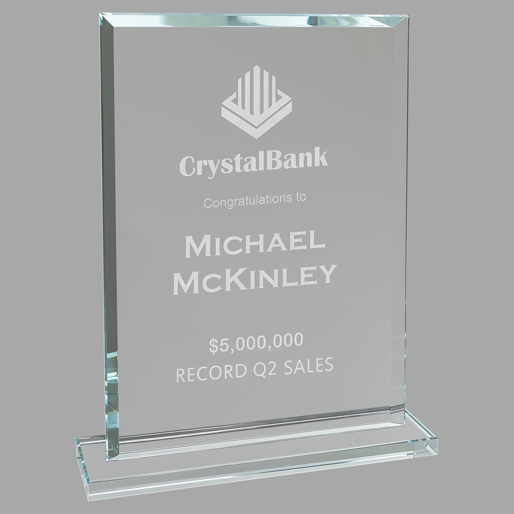 8.5" Rect. Clear Glass Award – item CGS33