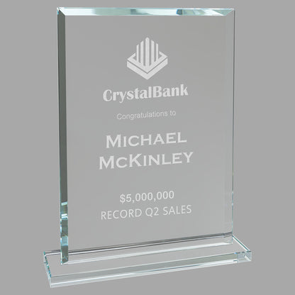 8.5" Rect. Clear Glass Award – item CGS33