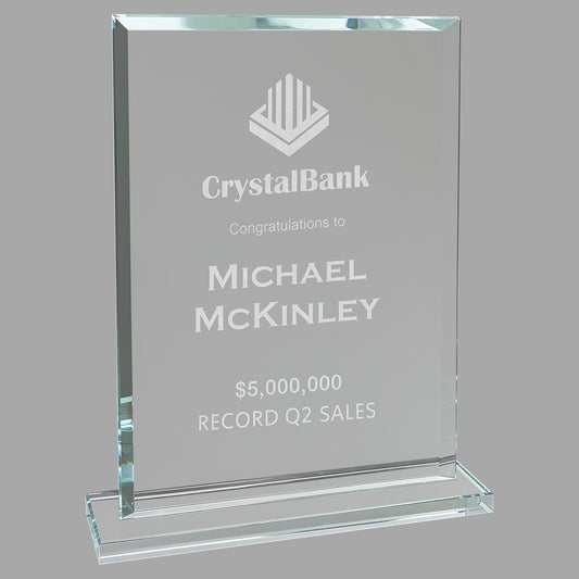 8.5" Rect. Clear Glass Award – item CGS33