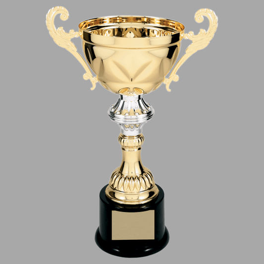 11.5" Gold with Silver 203 Series Metal Cup Trophy – item CMC203G