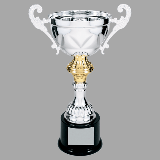 11.5" Silver with Gold 203 Series Metal Cup Trophy – item CMC203S