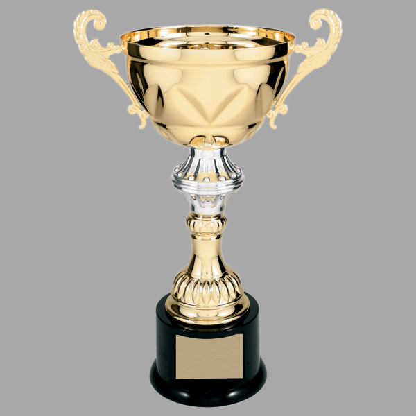 13" Gold with Silver 204 Series Metal Cup Trophy – item CMC204G