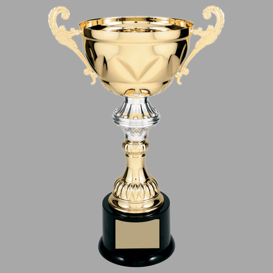 13" Gold with Silver 204 Series Metal Cup Trophy – item CMC204G