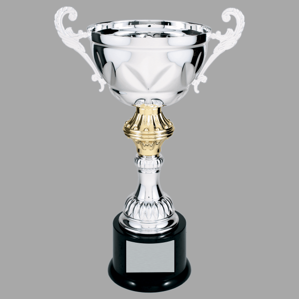 13" Silver with Gold 204 Series Metal Cup Trophy – item CMC204S