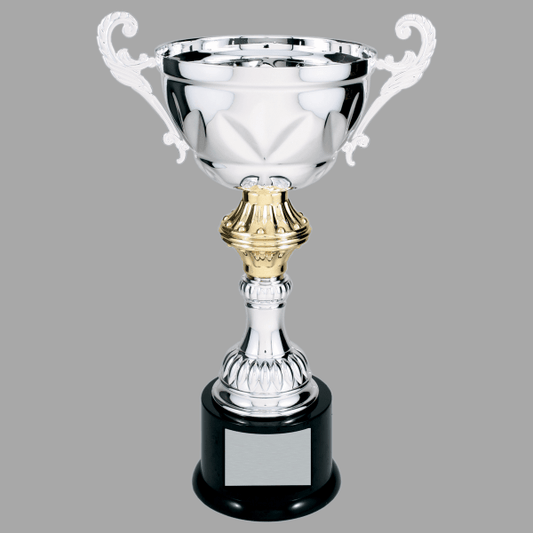 13" Silver with Gold 204 Series Metal Cup Trophy – item CMC204S