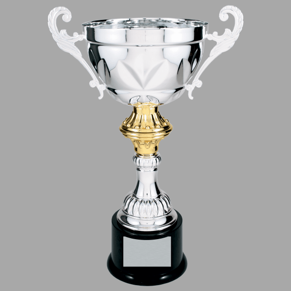 14.5" Silver with Gold 205 Series Metal Cup Trophy – item CMC205S