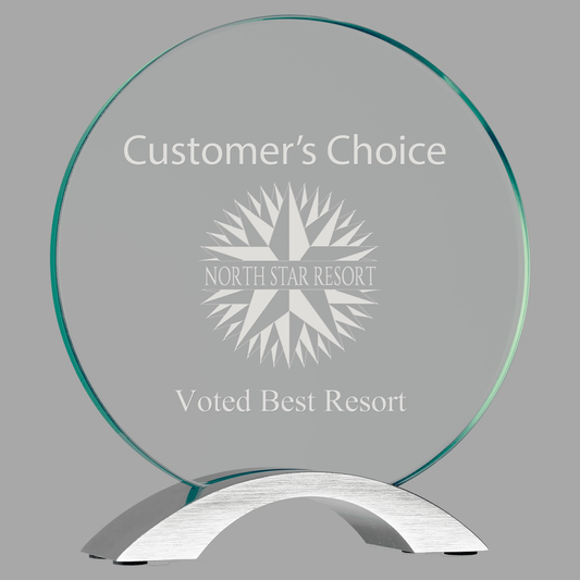 7 1/4" Round Cosmic Glass with Silver Base — CMG11