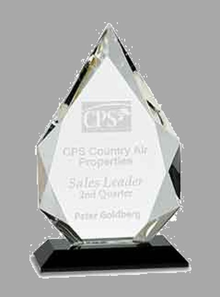 10" Diamond Crystal on Black Pedestal Base Award – item CRY005L