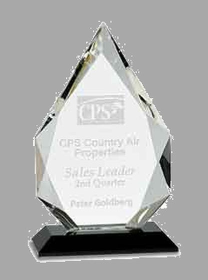 10" Diamond Crystal on Black Pedestal Base Award – item CRY005L