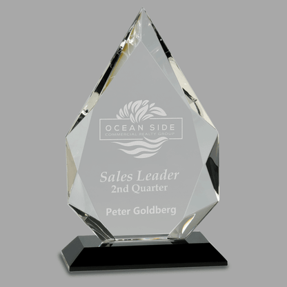 8" Diamond Crystal on Black Pedestal Base Award – item CRY005S image 2