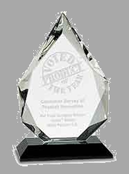 8" Diamond Crystal on Black Pedestal Base Award – item CRY005S