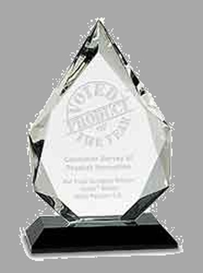 8" Diamond Crystal on Black Pedestal Base Award – item CRY005S