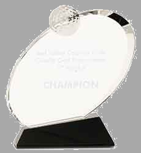 7.25" Clear Crystal Oblong Golf Award on Black Base – item CRY013L