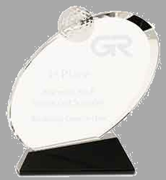 6.5" Clear Crystal Oblong Golf Award on Black Base – item CRY013M