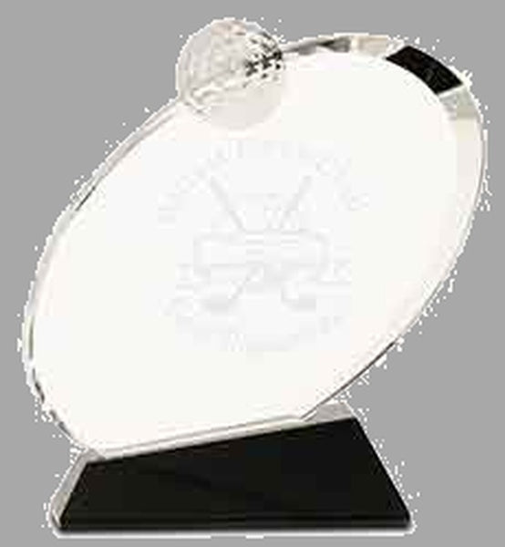 6" Clear Crystal Oblong Golf Award on Black Base – item CRY013S