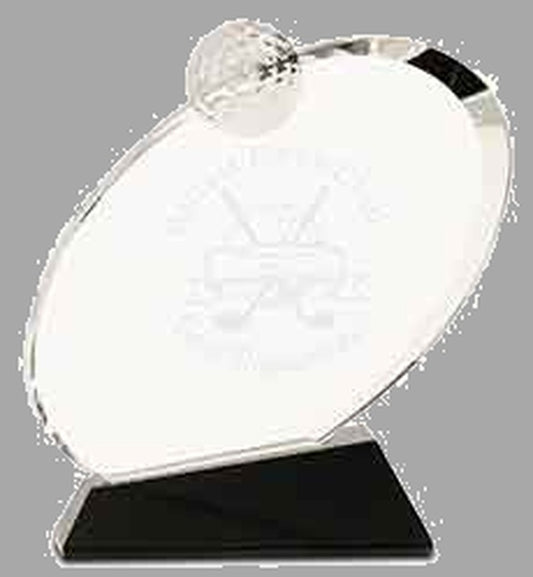 6" Clear Crystal Oblong Golf Award on Black Base – item CRY013S