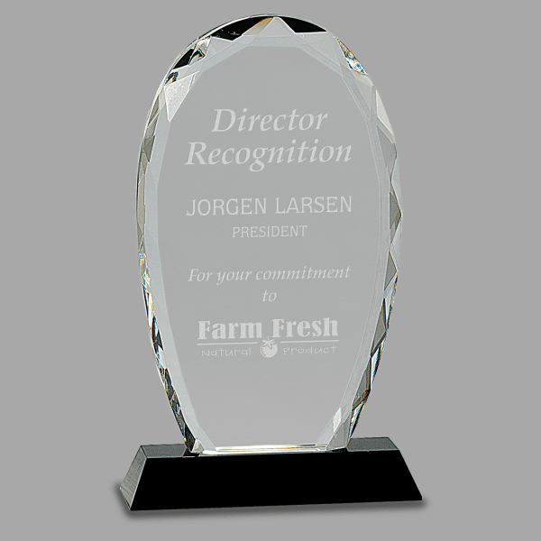9" Crystal Oval Facet Award – item CRY019L