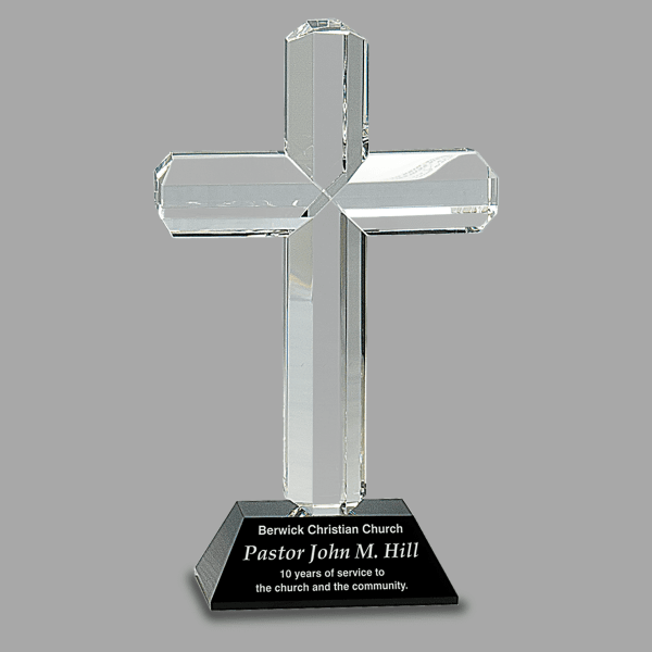 8.5" Crystal Cross with Black Award – item CRY022
