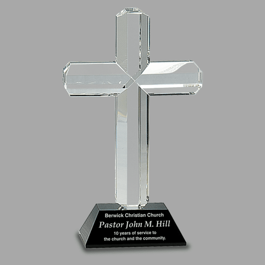 8.5" Crystal Cross with Black Award – item CRY022
