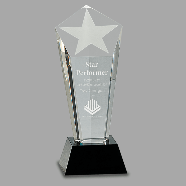 8.75" Crystal with Frostd Star – item CRY031S