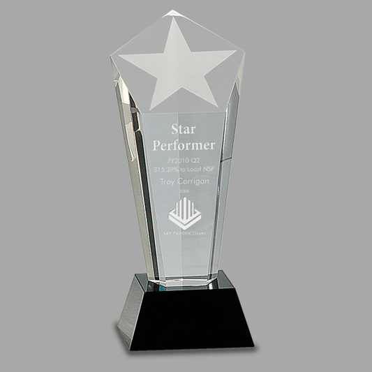 8.75" Crystal with Frostd Star – item CRY031S