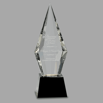 11" Obelisk Facet Crystal on Black Pedestal Base Award – item CRY033L image 2