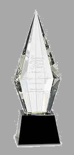 11" Obelisk Facet Crystal on Black Pedestal Base Award – item CRY033L