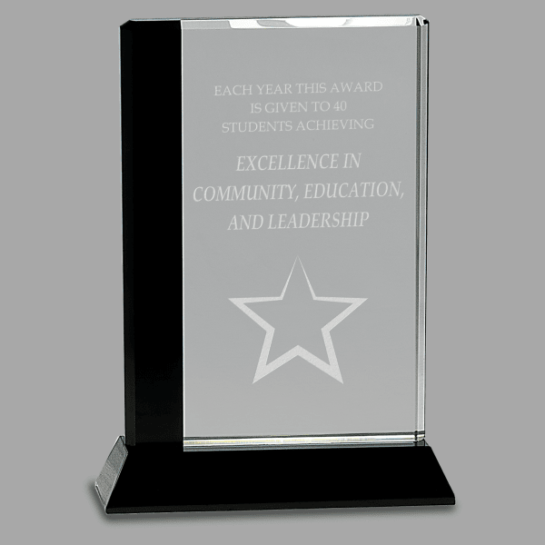 6.5" X 9 Crystal Black Edge with Base Award – item CRY034L