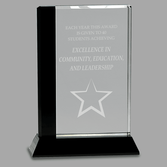 6.5" X 9 Crystal Black Edge with Base Award – item CRY034L