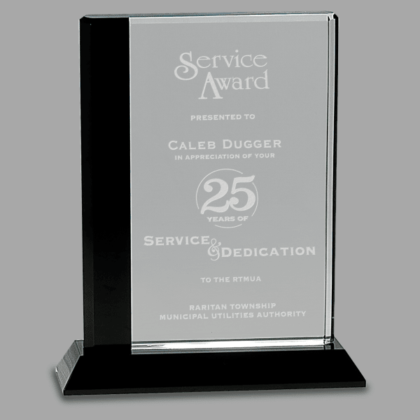 6.5" X 8 Crystal Black Edge with Base Award – item CRY034M
