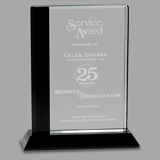 6.5" X 8 Crystal Black Edge with Base Award – item CRY034M