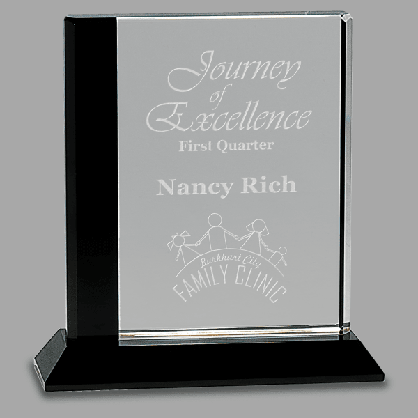 6.5" X 7 Crystal Black Edge with Base Award – item CRY034S