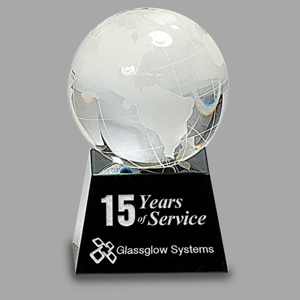 3 Crystal Globe with Black Base – item CRY037