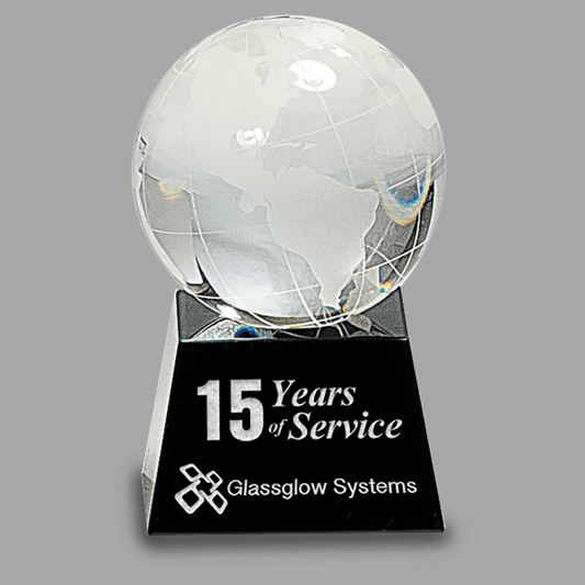 3 Crystal Globe with Black Base – item CRY037