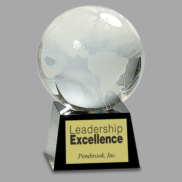 5-1/2 Crystal Globe with Black Base – item CRY038