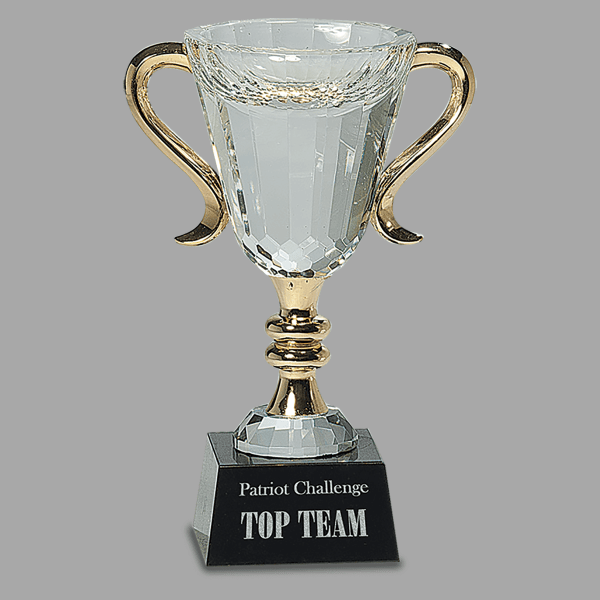 7.25" Crystal/gold Cup with Mbl Base – item CRY039M
